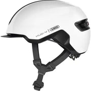 Abus Hud-Y urban e-bike helm met oplaadbare magnetische achter-LED en ventilerende ventilatiegaten.