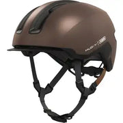 Abus Hud-Y Urban e-bike helm met magnetische USB-led verlichting en ventilatieopeningen, zwart, comfortabel en veilig.