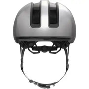 Abus Hud-Y E-bike helm met magnetische USB-LED verlichting, zwarte fietshelm voor urban e-bike riders.