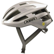 Abus Powerdome Mips racefietshelm met aerodynamisch ontwerp en ventilatie, gemaakt in Italië, zichtbaar op afbeelding.