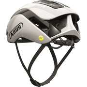 Abus Gamechanger 2.0 Mips racefietshelm met aerodynamisch ontwerp en ventilatieopeningen, geschikt voor wielrennen.