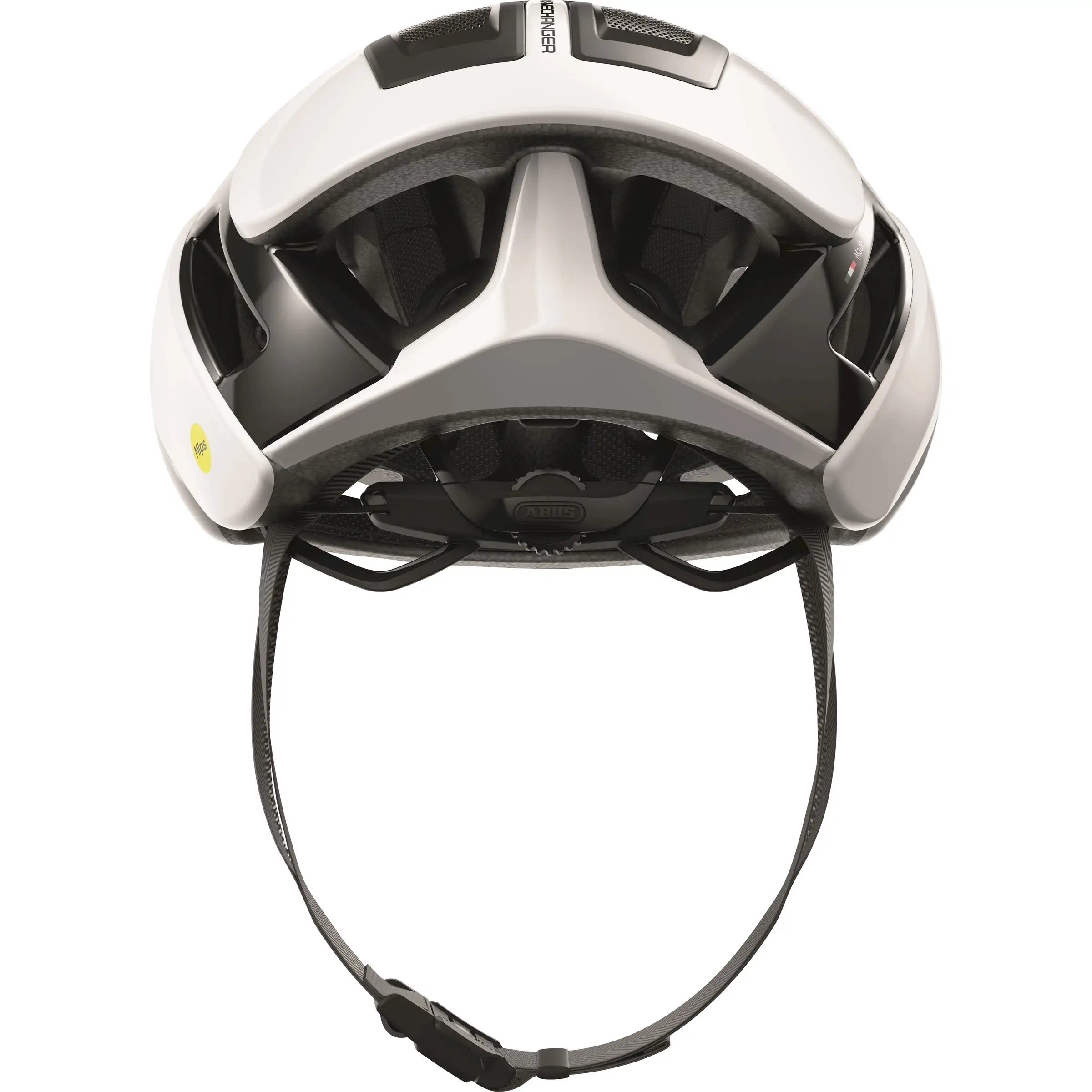 Abus Gamechanger 2.0 Mips racefietshelm met aerodynamisch ontwerp en ventilatiegaten, geschikt voor wielrenners.