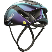 Abus Gamechanger 2.0 Mips racefietshelm met aerodynamisch ontwerp en verstelbare ventilatieopeningen, in zwart.