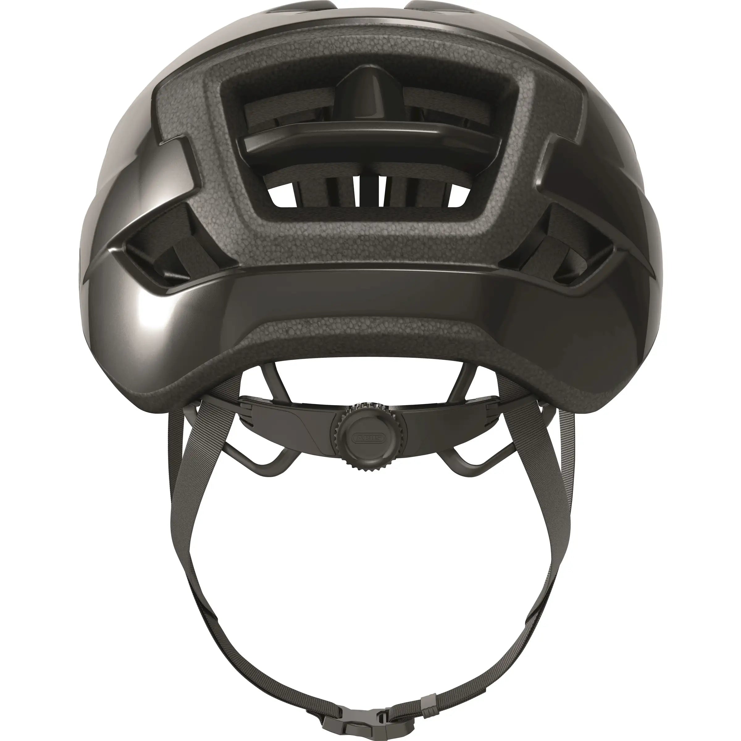 Abus Wingback racefietshelm met aerodynamisch ontwerp en ventilatiegaten, geschikt voor wielrenners, op een witte achtergrond.