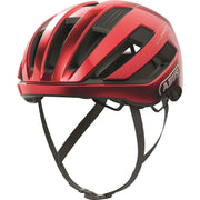 Abus Wingback racefietshelm met aerodynamisch ontwerp en ventilatieopeningen, geschikt voor racefietsen en wielrennen.