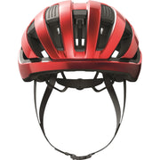 Abus Wingback racefietshelm met aerodynamisch ontwerp en ventilatieopeningen, geschikt voor wielrenners.