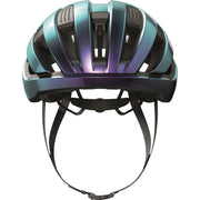 Abus Wingback racefietshelm in zwart met aerodynamisch ontwerp en ventilatieopeningen voor wielrenners.
