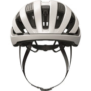 Abus Wingback racefietshelm met aerodynamisch ontwerp en ventilatieopeningen, geschikt voor wielrenners.