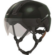 Abus Hud-Y Ace speed pedelec helm met geïntegreerd vizier en USB-achterlicht, lichtgewicht en veilig voor fietsers.