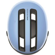 Abus Hud-Y Ace speed pedelec helm met geïntegreerd vizier en USB-achterlicht, geschikt voor snelle elektrische fietsen.