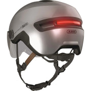 Abus Hud-Y Ace speed pedelec helm met geïntegreerd glazen vizier en USB-achterlicht, lichte en veilige fietshelm voor snel elektrisch rijden.
