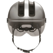 Abus Hud-Y Ace speed pedelec helm met geïntegreerd glazen vizier en USB-achterlicht, stevig en veilig voor fietsers