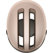 Abus Hud-Y Ace speed pedelec helm met geïntegreerd vizier en USB-achterlicht, zwart met ventilatieopeningen.
