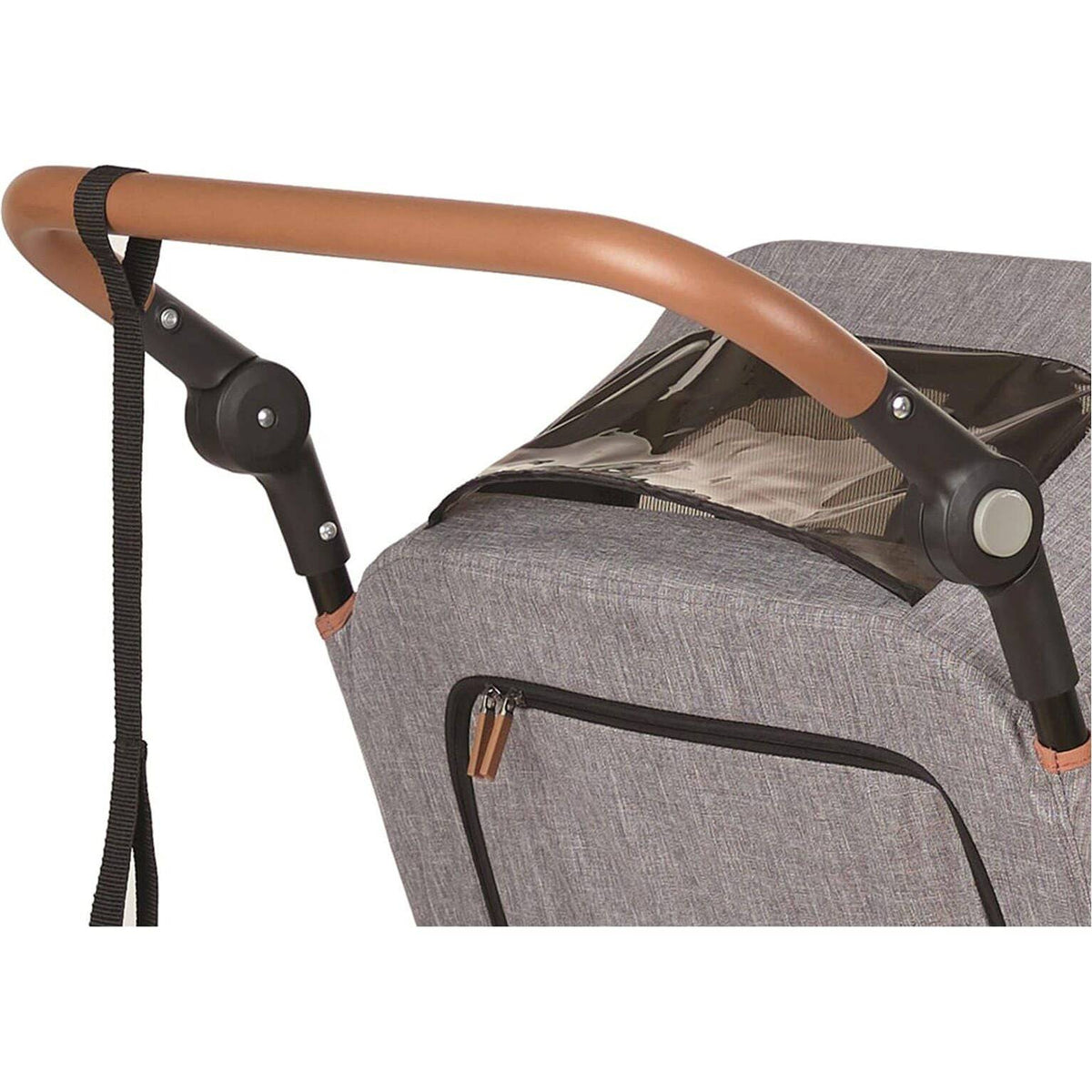 Bobike Kids fietskar accessoires met duwstang, stevig frame en veiligheidsreflectoren, geschikt voor jonge kinderen en ouders.