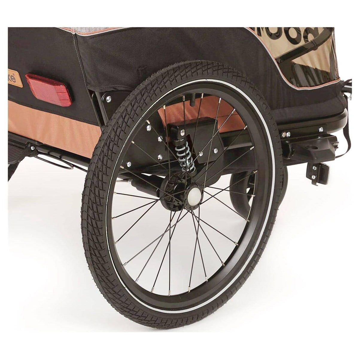 Bobike fietskar accessoire voor rechts zijwiel met band, compleet voor kindertrailer, geschikt voor veilige kindertransport.