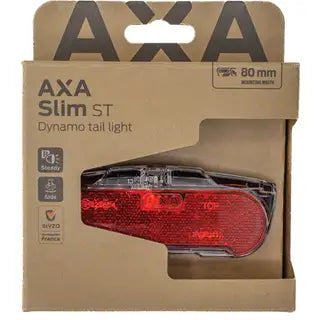 Axa achterlicht Slim Steady LED, zwart, naafdynamo, 80mm, geschikt voor fiets, duidelijke verlichting in beeld