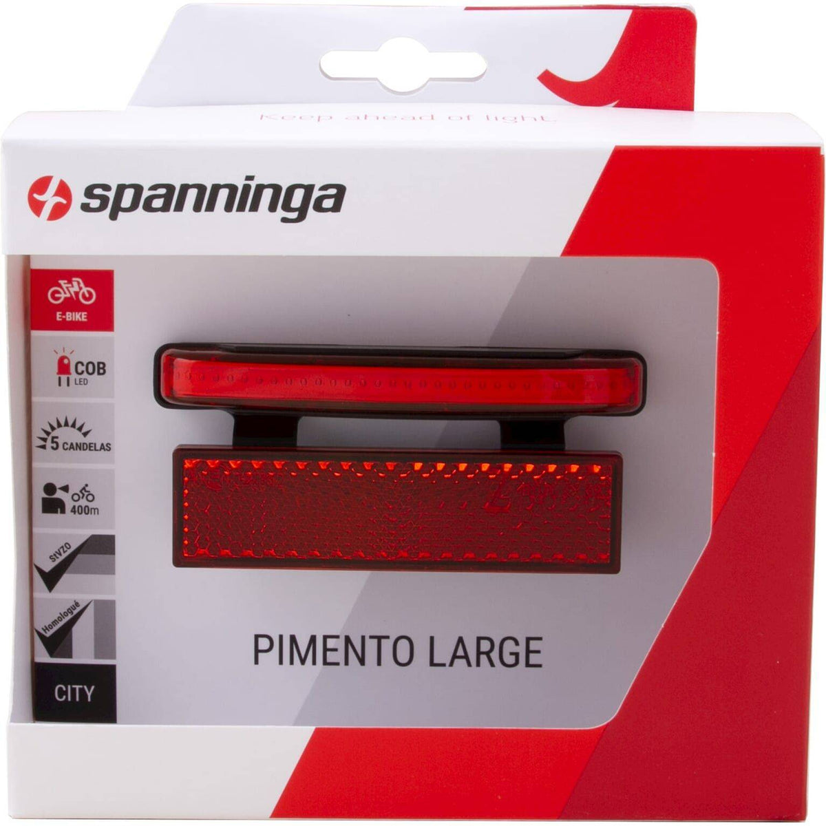 Spanninga Pimento Large achterlicht voor e-bike, helder rood LED, geschikt voor 6-48V, 80mm diameter, veilige fietsverlichting