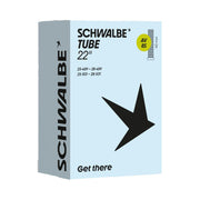 Schwalbe binnenband 22 inch AV8A 22 x 1.00 tot 1 1/8 AV 40mm, geschikt voor fietsbanden, zichtbaar in de afbeelding.