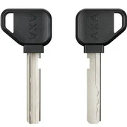 Axa Ringslot Solid Plus en Accuslot Bafang vast slotslot voor fietsbeveiliging, zwart met stevige metalen constructie.