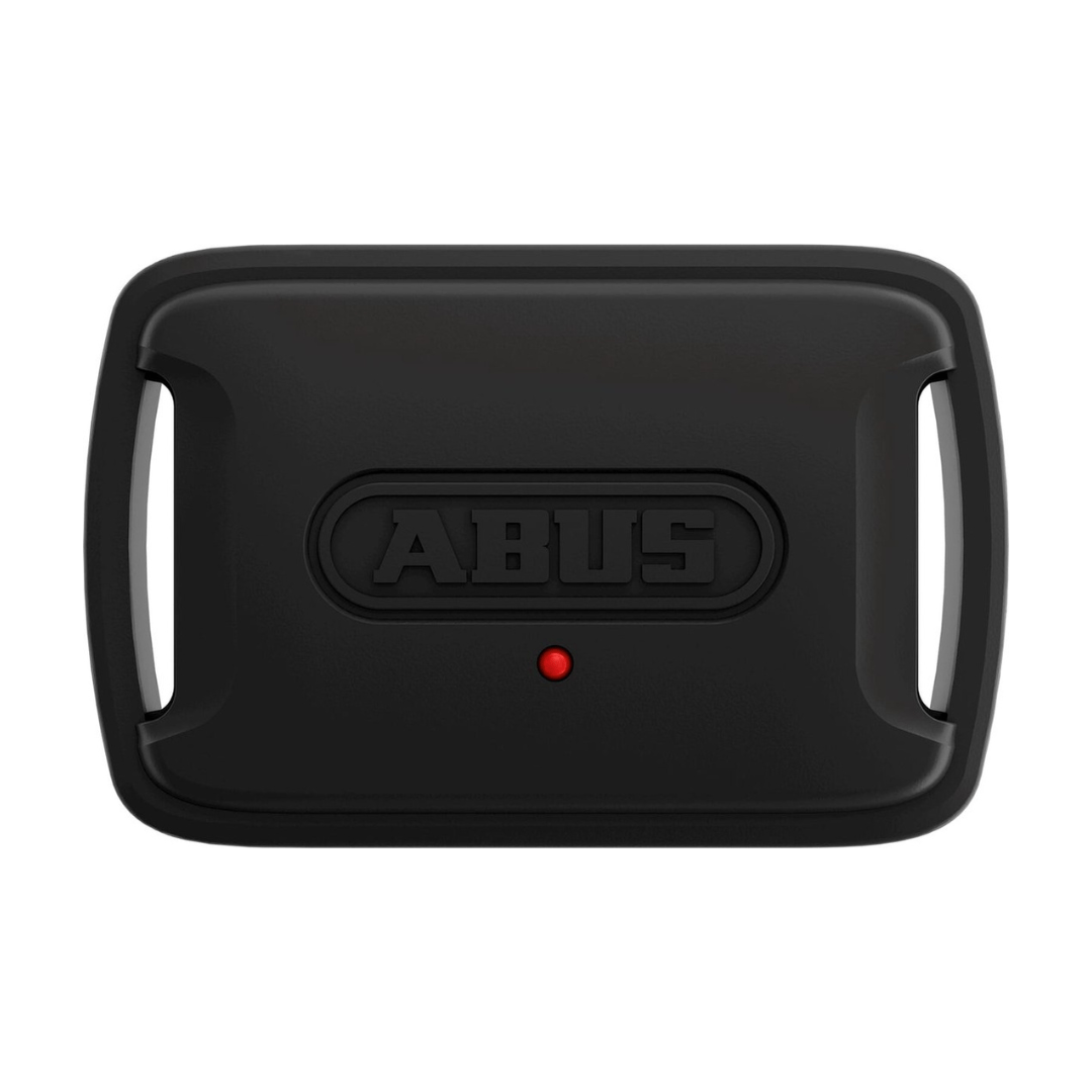 Zwarte Abus alarmbox met afstandsbediening, onderdeel van de RC Single Set, voor extra beveiliging van uw fiets.