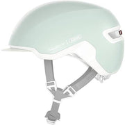 Abus Hud-Y kinder fietshelm met magnetische USB-achter-LED en ventilatie, geschikt voor stedelijk gebruik.
