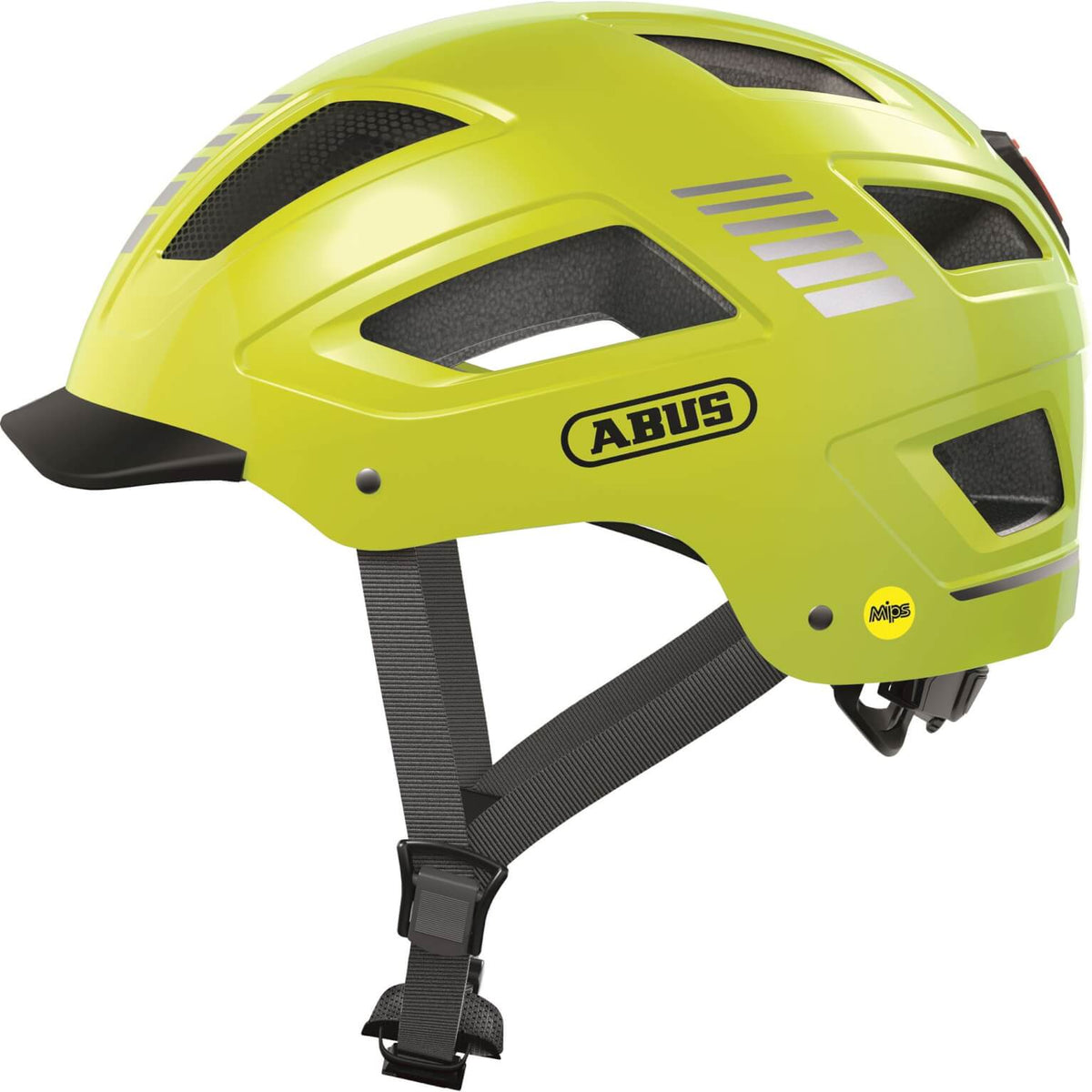 Abus Hyban 2.0 speed pedelec fietshelm met geïntegreerd led-achterlicht en MIPS bescherming, in zwart met ventilatiegaten