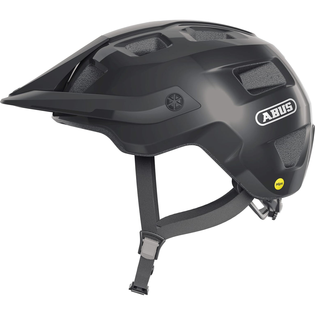Abus Motrip Mips MTB fietshelm met verstelbaar kliksysteem en ventilatie, ontworpen voor mountainbikers.