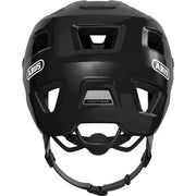 Abus Motrip MTB fietshelm in glanzend zwart met verstelbaar systeem, ontworpen voor mountainbiken en comfort.