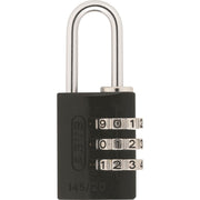 Abus 145 Hangslot met code, 20 mm, stevig hangslot voor beveiliging, zwart kleur, zichtbaar op het product.