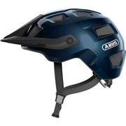 Abus Motrip MTB fietshelm in midnight blue met verstelbaar systeem, ventilatiegaten en duurzame constructie voor mountainbiken.