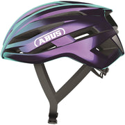 Lichtgewicht racefiethelm van Abus Stormchaser Ace met ventilatieopeningen en verstelbare riem, geschikt voor wielrennen.
