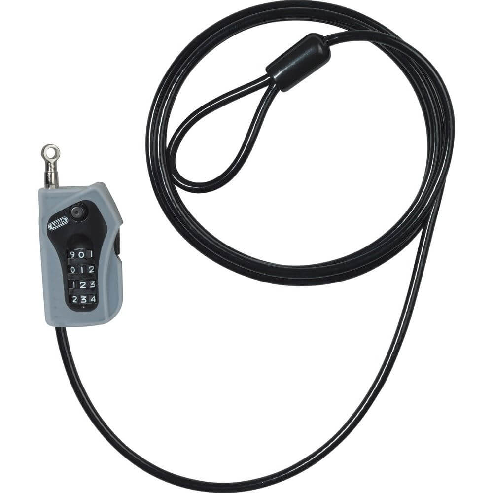 Zwart Abus Combiloop 205 kabelslot van 200 cm met 5 mm dikte, beveiligingskabel voor fietsen en buitenspullen.