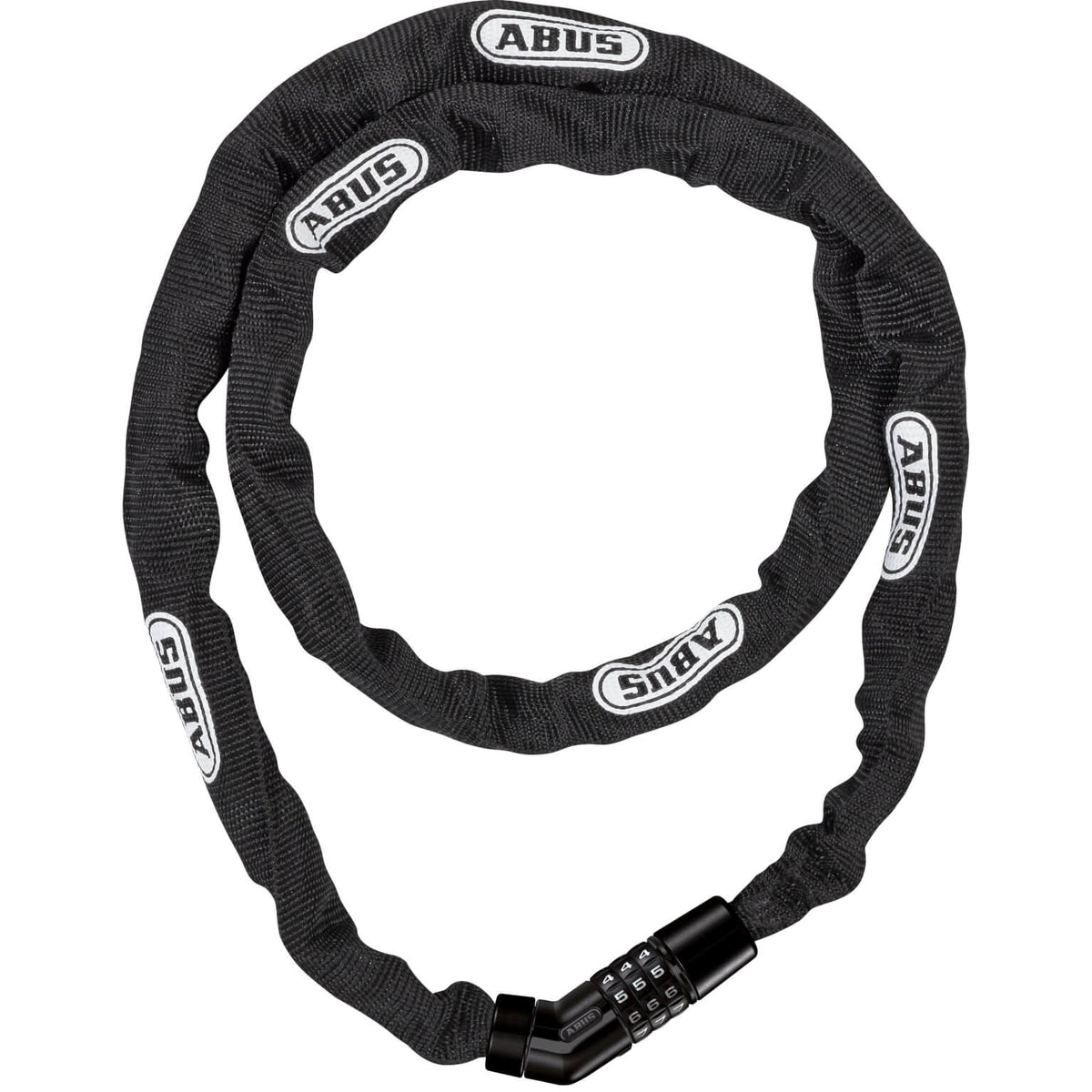 Zwart Abus Steel-O-Chain 4804C kettingslot met cijferslot, 4 mm dik en 110 cm lang, voor fietsbeveiliging