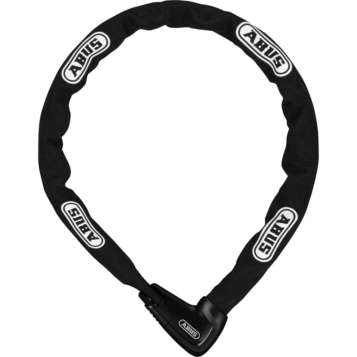 Zwart Abus Steel-O-Chain 9808K kettingslot met 8 mm ketting, Xplus beveiliging, zichtbaar met slot en ketting in afbeelding