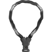 Zwart Abus kettingslot Yardo 7807F met vingerafdruktechnologie, stevig beveiligingsslot voor fietsen.