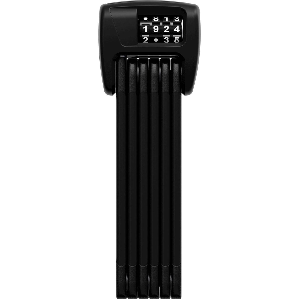 Zwart Abus Bordo 6000C SH vouwslot van 90 cm, stevig en compact, ideaal voor fietsbeveiliging.