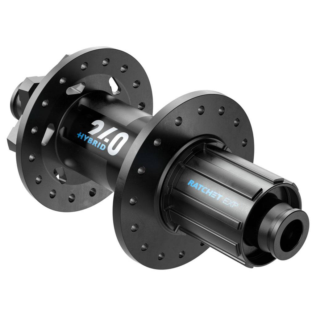 Zwarte DT Swiss 240 Hybrid achternaaf voor disc, 10/11V, Boost, IS, aluminium, 32g, 148mm, 12mm steekas, geschikt voor ATB.