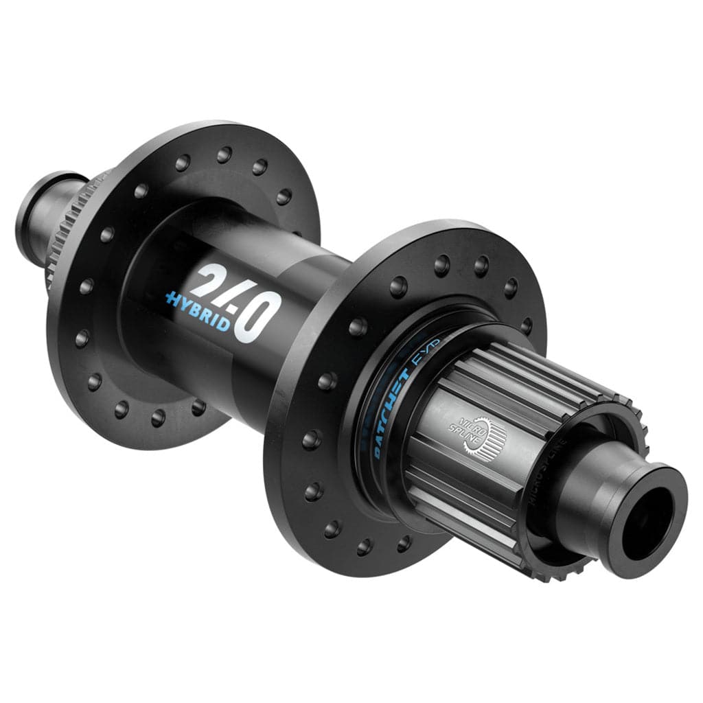 Achternaaf DT Swiss 240 Hybrid SH 12V EXP ATB Boost Disc CL aluminium zwart, 32g, 148/12mm, voor mountainbike.
