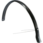 Achterspatbord Eurofender Snello 28 inch, 46 mm breed, zwart kunststof, geschikt voor fietsreparatie en bescherming.