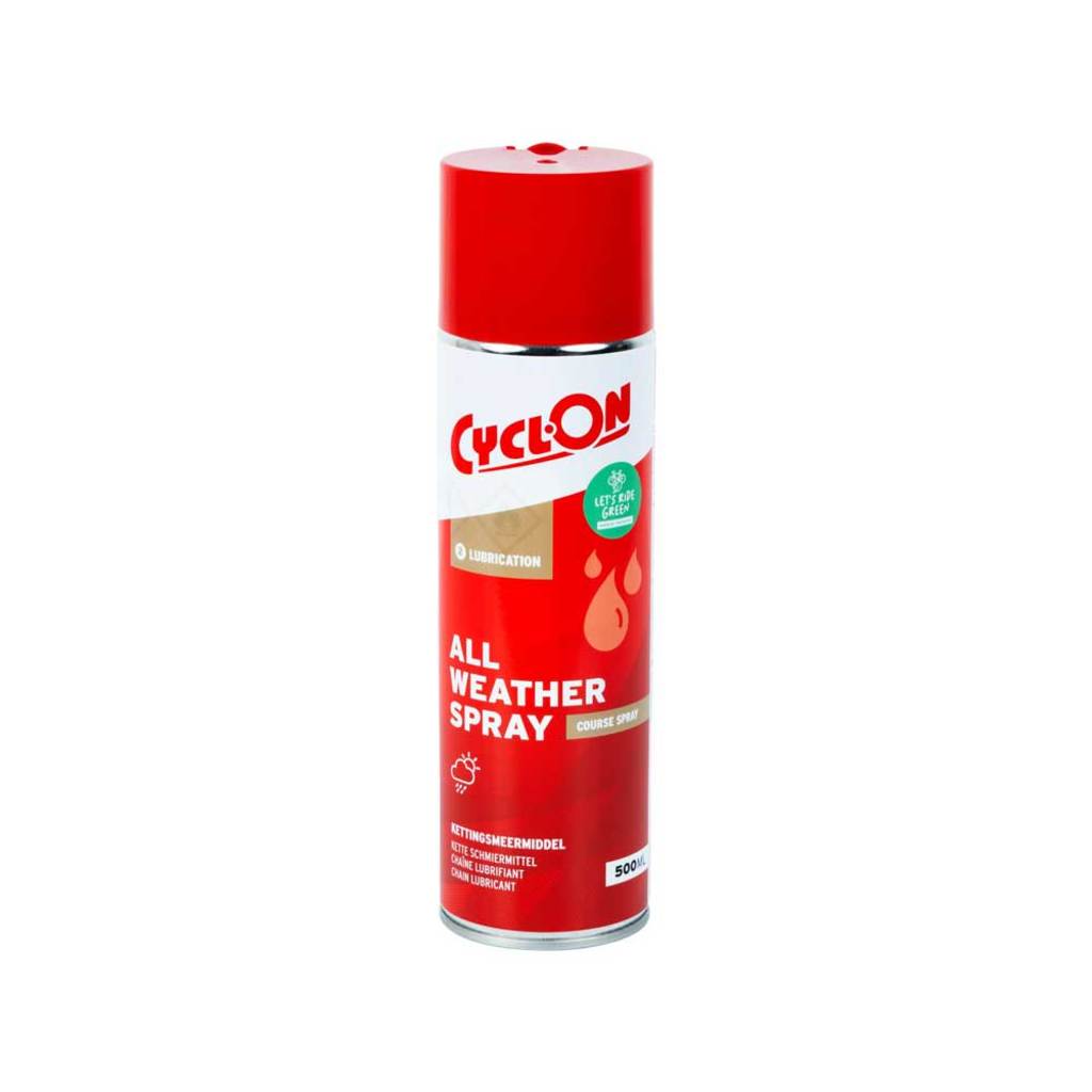 CyclOn All Weather Spray 500 ml kettingspray, biologisch afbreekbaar, geschikt voor smeermiddelen en bescherming onder alle weersomstandigheden