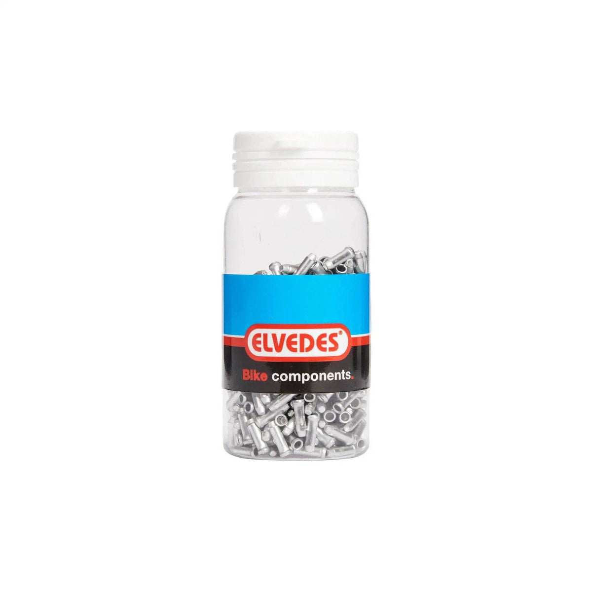 Elvedes anti-rafel nippel in zilver, aluminium, 2,3 mm, set van 500 stuks voor fietswielen, zichtbaar in de afbeelding.