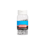 Elvedes anti-rafel nippel in zilver, aluminium, 2,3 mm, set van 500 stuks voor fietswielen, zichtbaar in de afbeelding.