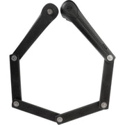 Zwart Axa Fold vouwslot van 85 cm met stevige beugelsluiting, geschikt voor fietsbeveiliging.