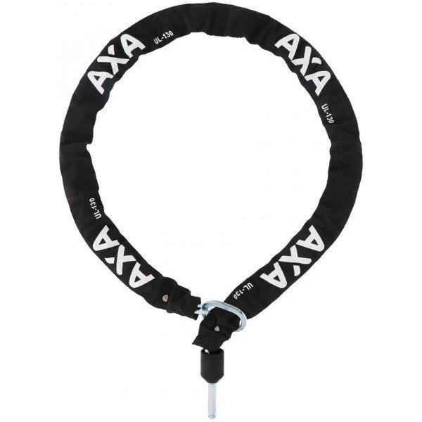 Zwarte Axa ULC Insteekketting polyester hoes voor fietssloten, in winkelverpakking.