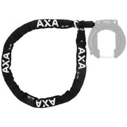 Zwarte Axa ULC Insteekketting polyester hoes in winkelverpakking, geschikt voor fiets- en wielerapplicaties.