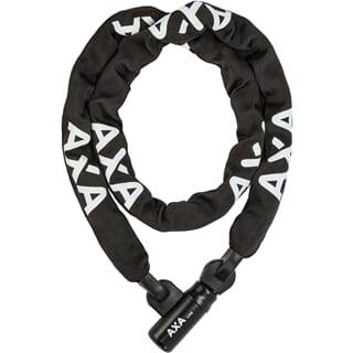 Zwart Axa Linq 180 kettingslot van 9,5 mm met polyester hoes, stevig en duurzaam voor fietsbeveiliging.