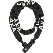 Zwart Axa Linq 180 kettingslot van 9,5 mm met polyester hoes, stevig en duurzaam voor fietsbeveiliging.