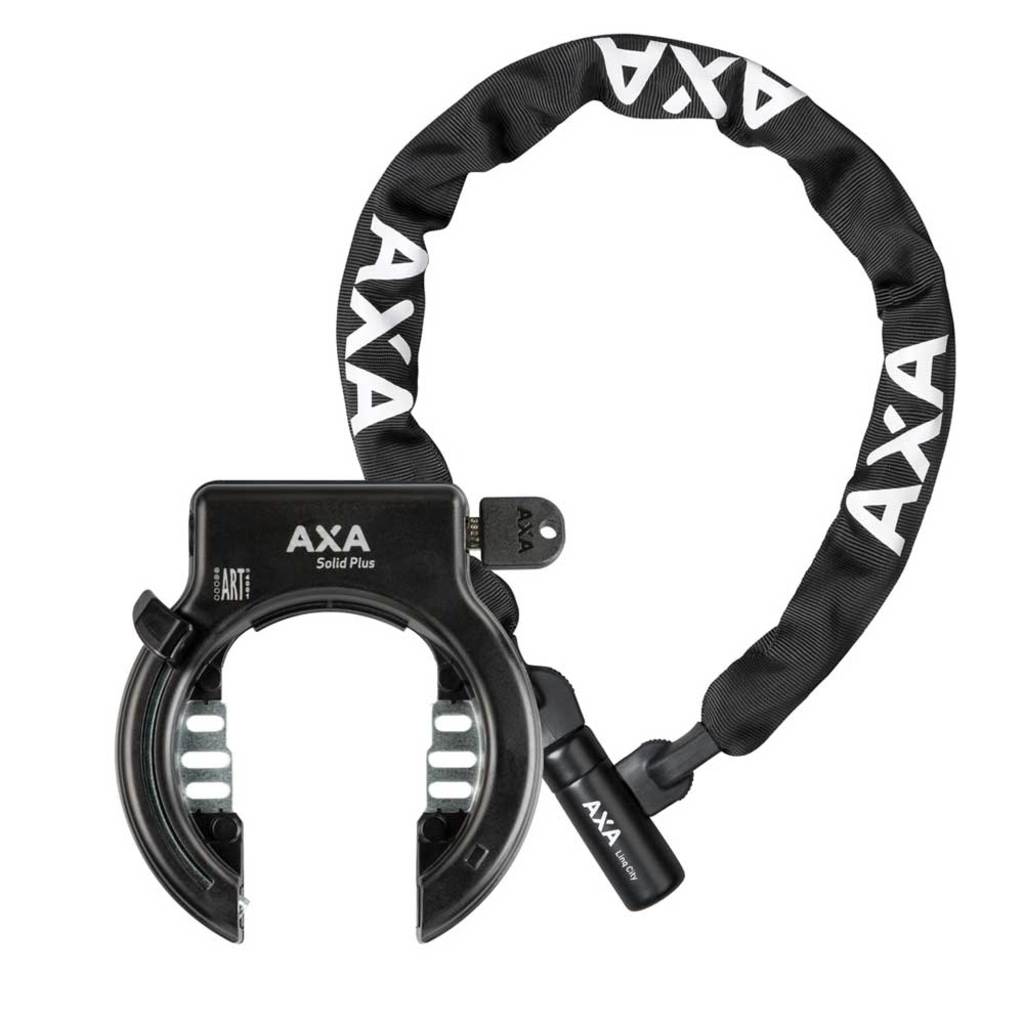 Axa Set Ringslot Solid Plus + Linq City 100/7 - Zwart - Le coq wielerartikelen