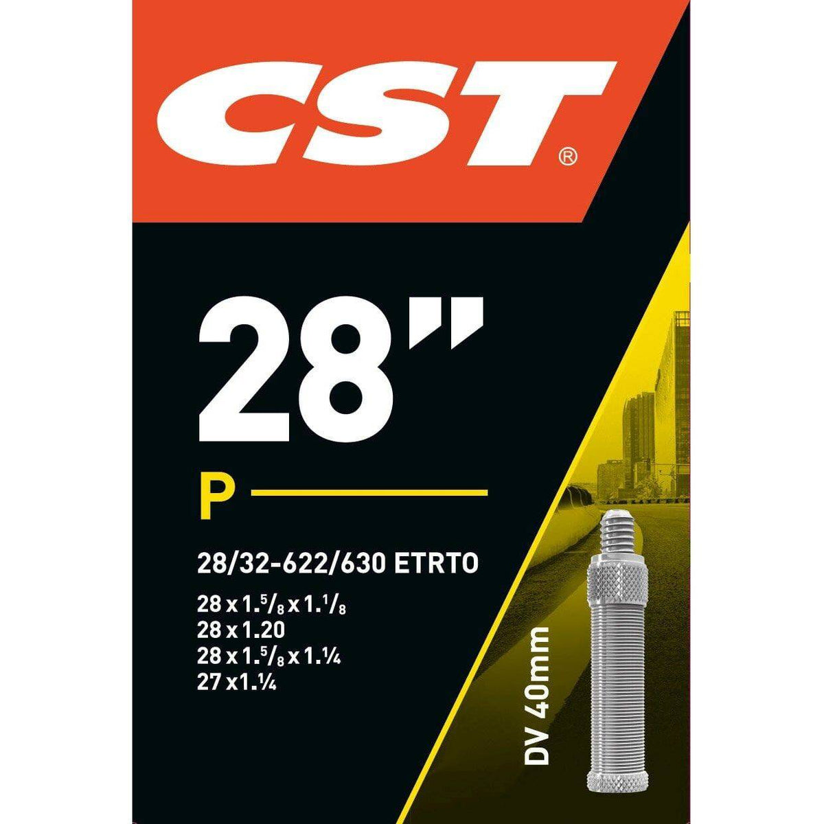 CST binnenband 28 inch, 28 x 1 1/8 tot 1 1/4, met 40 mm ventiel, geschikt voor fietsbanden, in originele verpakking