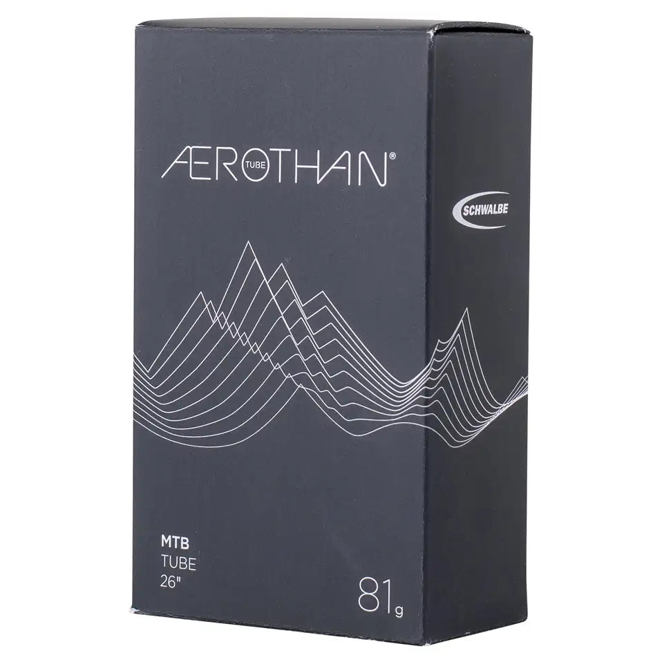 Binnenband voor 26 inch fiets van Schwalbe, Aerothan SV13E, 26x210-250, met 40mm ventiel, lichtgewicht en duurzame binnenband.